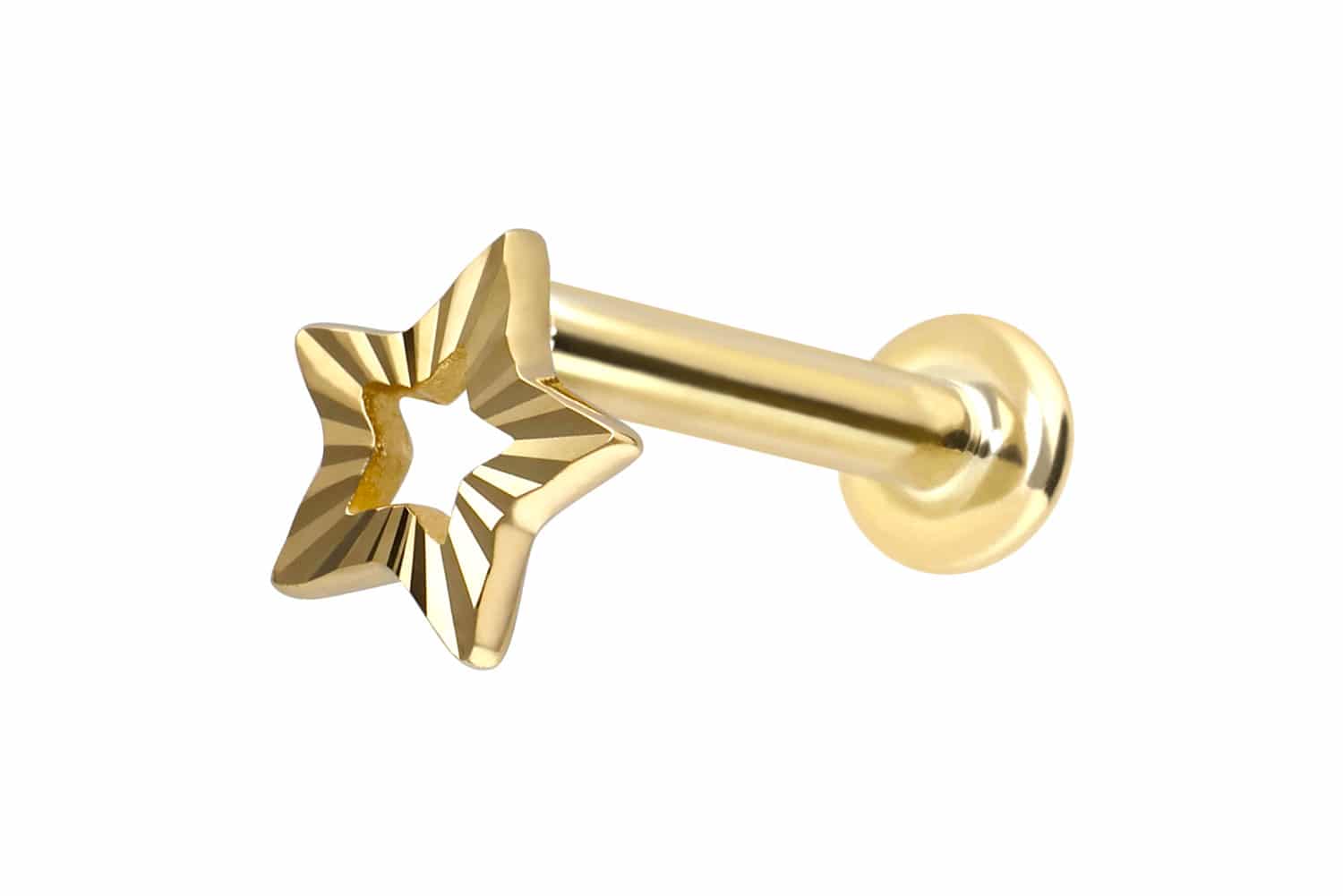 14 Karat Gold Labret Piercing mit Innengewinde STERN
